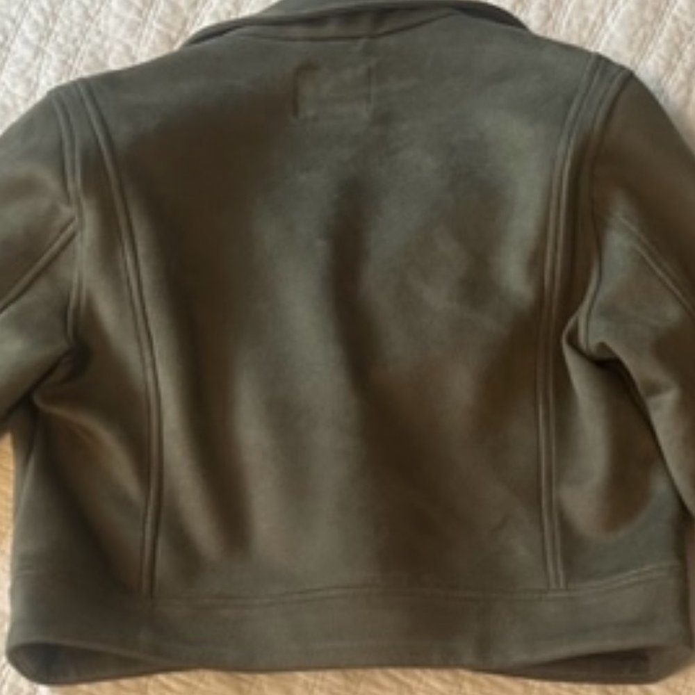 Old Navy Olive Green Faux Suede Moto Jacket – Small Petite - Picture 8 of 12